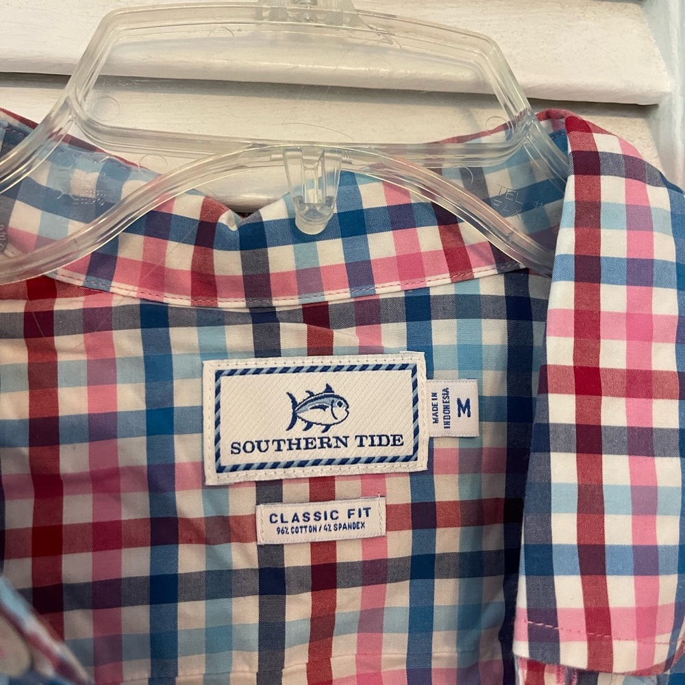 Southern Tide Kids Checkered Shirt - Red, Blue, White